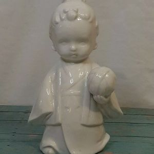 Adorable Ceramic Baby Geisha Girl With Yarn Ball